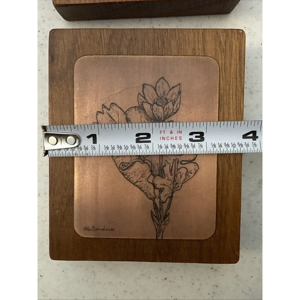 Botanical Wall Art Plaque Set Copper Tone Leaf Relief on Wood Lot 2